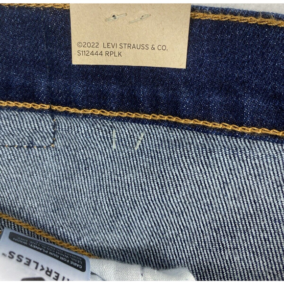 Levi's Ribcage Straight Ankle Jeans Womens Size 32 Distress Dark Wash Denim NWT - Picture 8 of 16